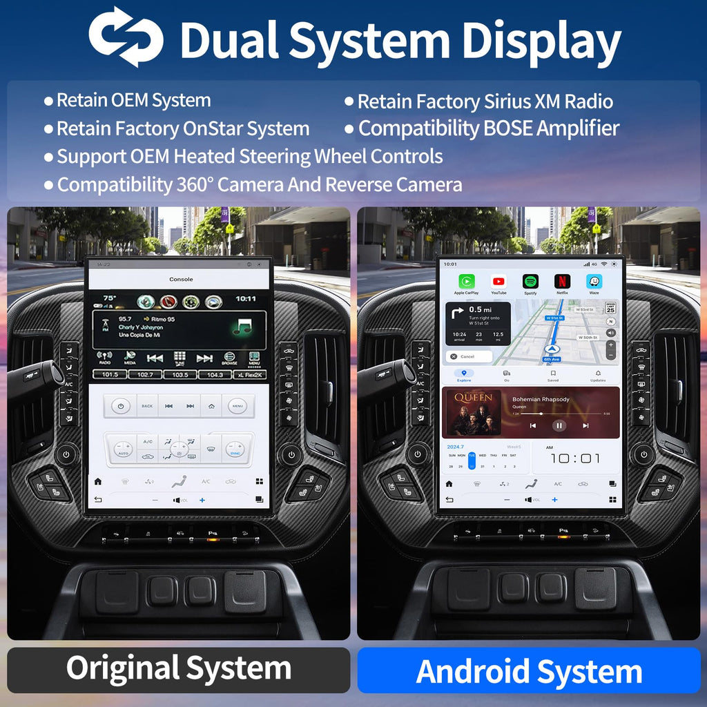 15.6" Car Radio for GMC Sierra Chevrolet Silverado 2014-2019 (OEM 8 Inch)