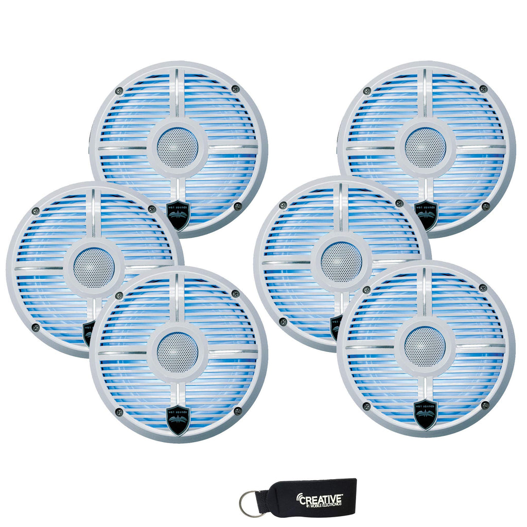 Wet Sounds - Three Pairs of REVO 6-XWW White Closed XW Grille 6.5 Inch Marine LED Coaxial Speakers