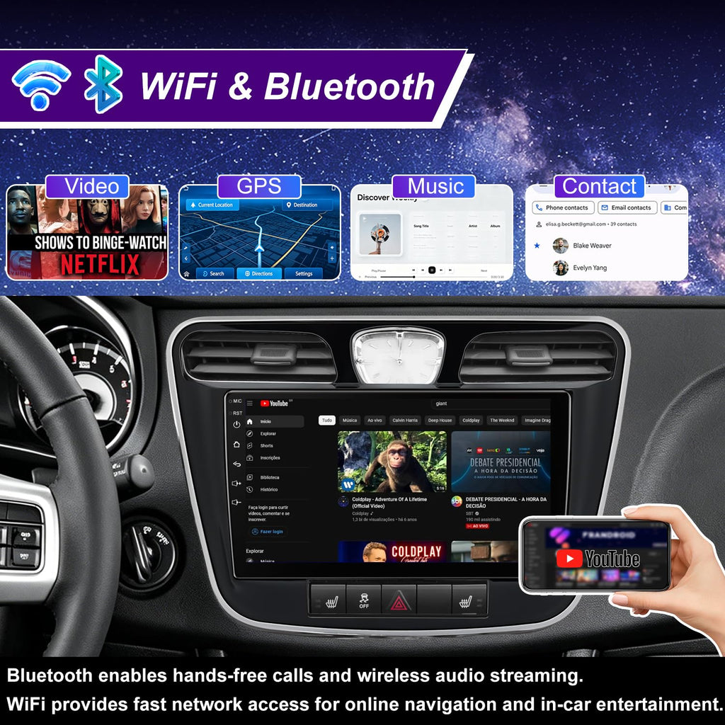 64G 5GWiFi Upgrade Car Radio for Chrysler 200 200C 200S 2011 2012 2013 2014, 9inch Touch Screen Accessories Replacement Stereo Wireless Carplay Android Auto Bluetooth GPS Navigation Backup Camera FM