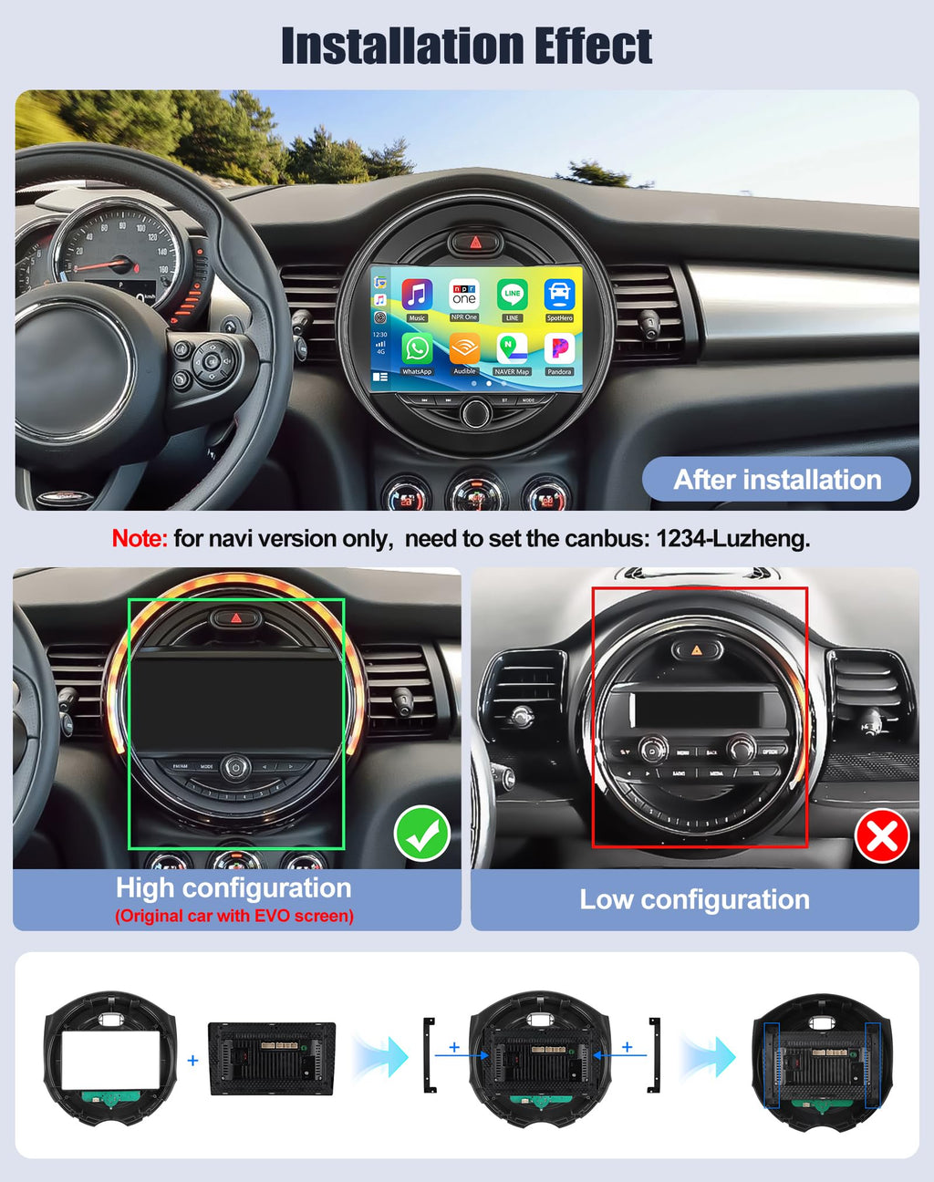 4G+64G Android 9'' Car Radio Stereo for BMW Mini Cooper F55 2014-2019