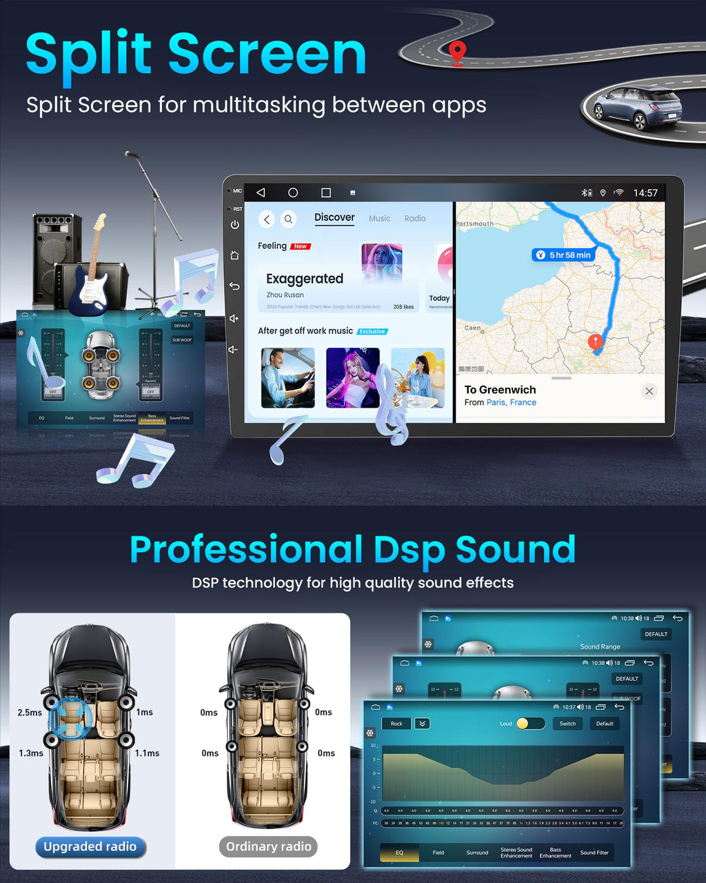 [8Core 4G+64G] Car Radio for Honda Accord 9th EX-L 2013 2014 2015: 10.1" 1280 * 800 Touchscreen Stereo with Wireless CarPlay Android Auto 5G WiFi GPS Bluetooth FM AM RDS SWC Backup Camera