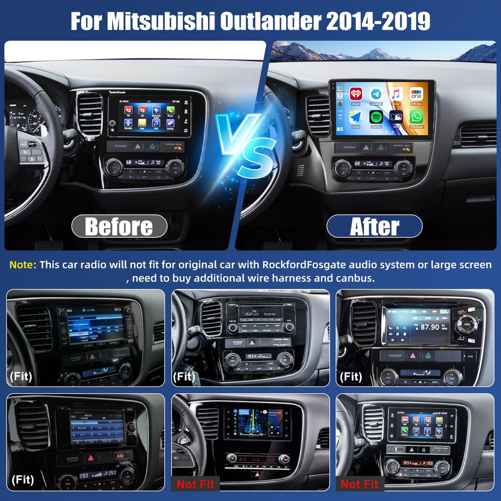SIXTOP 4G+128G Android Car Stereo for Mitsubishi Outlander 2014-2019 Wireless CarPlay Android Auto, 10.1" InCell 1280 * 720 Touchscreen,GPS Navigation,Bluetooth 5.0, FM/RDS, SWC, EQ + AHD Rear Camera