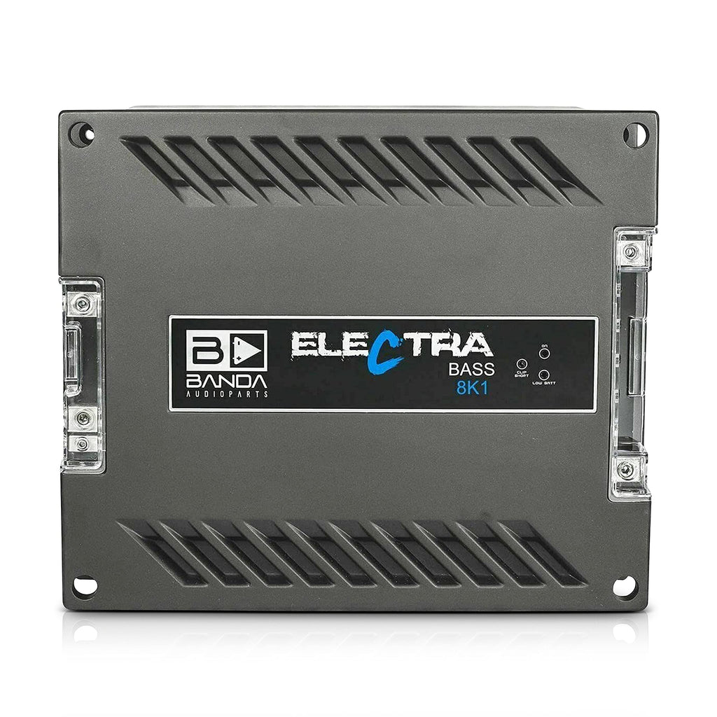 Electra 1-Channel Vehicle Audio Amp - 8000WRMS D Class High-Powered Mono Amplifier w/Subsonic Filter & Low Pass Filter Stable at 1Ohm, LED Indicators, Sound Specialization - Banda 8K1