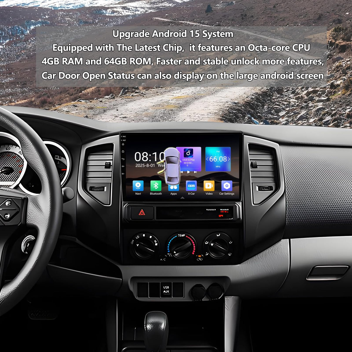Car Radio for Toyota Tacoma 2005-2015: 8-Core 4GB+64GB Stereo Replacement