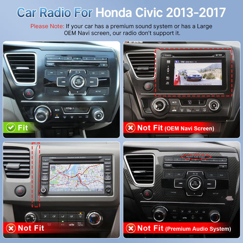 4G 64G Android Car Stereo for Honda Civic 2013 2014 2015 2016 2017 Radio Upgrade 10.1Inch IPS Screen with CarPlay Android Auto Backup Camera SWC, Button Style