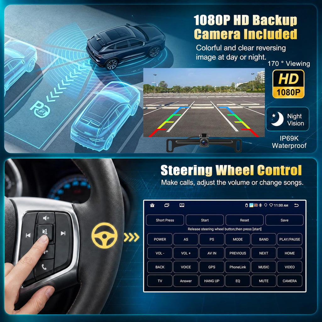 8 Core 6+128G Android Car Radio for Dodge Grand Caravan 2011-2020 Chrysler Town & Country 2011-2016 Grand Voyager 2011-2015 CarPlay Android Auto 1080P Backup Camera 9” Touchscreen WiFi GPS Bluetooth