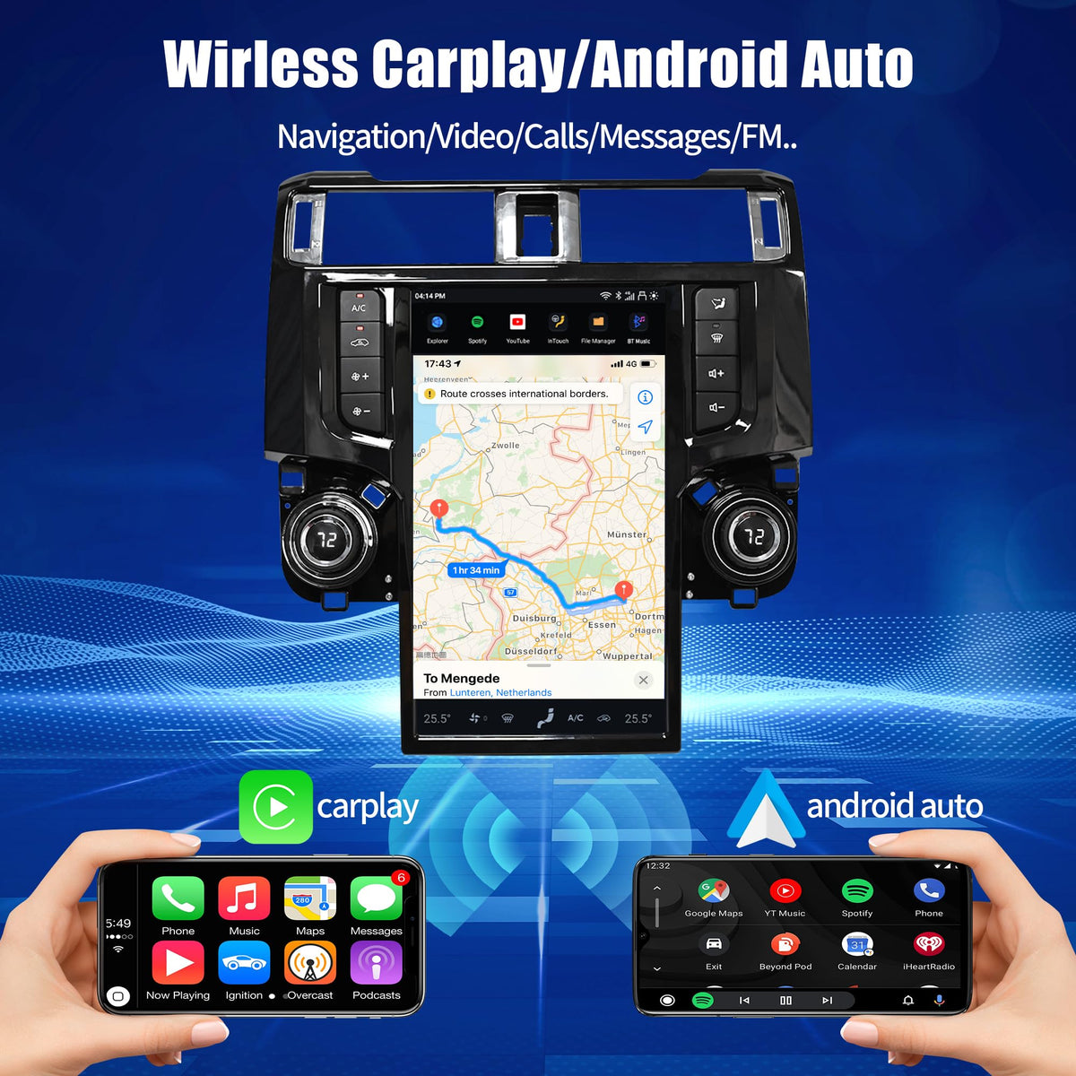 Android 13 Car Radio Head Unit for Toyota 4Runner 2009-2019, 13.6 Inch T-Style Car Multimedia Stereo Video Player GPS Navigation - 8+128 GB