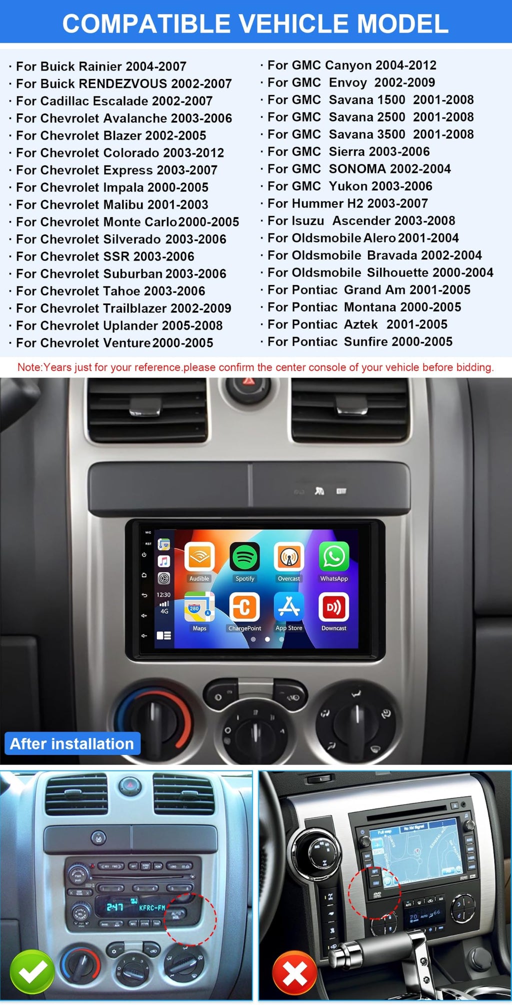 4Core 4+64G 7" Car Radio for Chevrolet Venture 2000-2005 Android 13