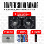 MTX Terminator Dual 12" Subwoofer Box w/Amp, Wiring Kit, & Capacitor