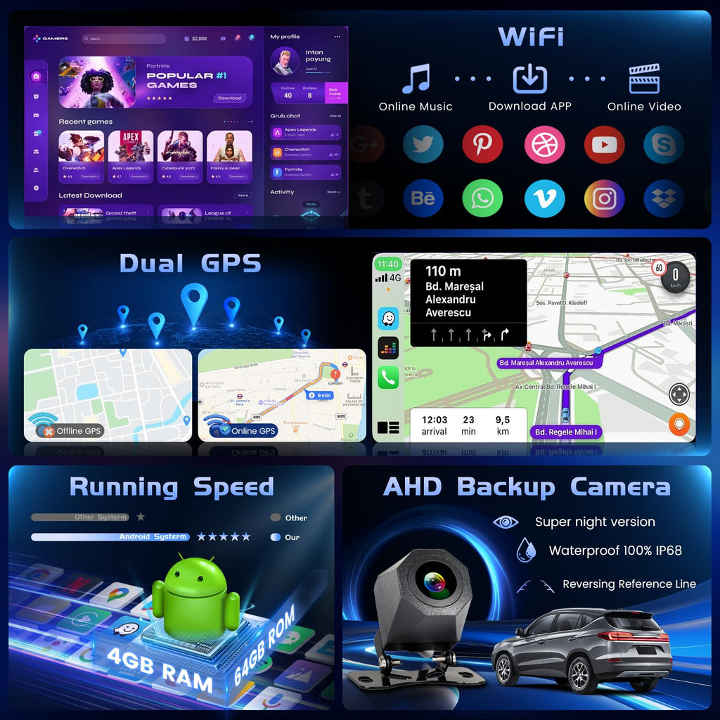 4G+64G Android 15 Radio for Mitsubishi Outlander Sport RVR ASX 2019-2021 Wireless CarPlay, 10'' Incell Full Touchscreen Stereo Android Auto Bluetooth 5G WiFi EQ FM RDS GPS WiFi SWC AHD Backup Camera