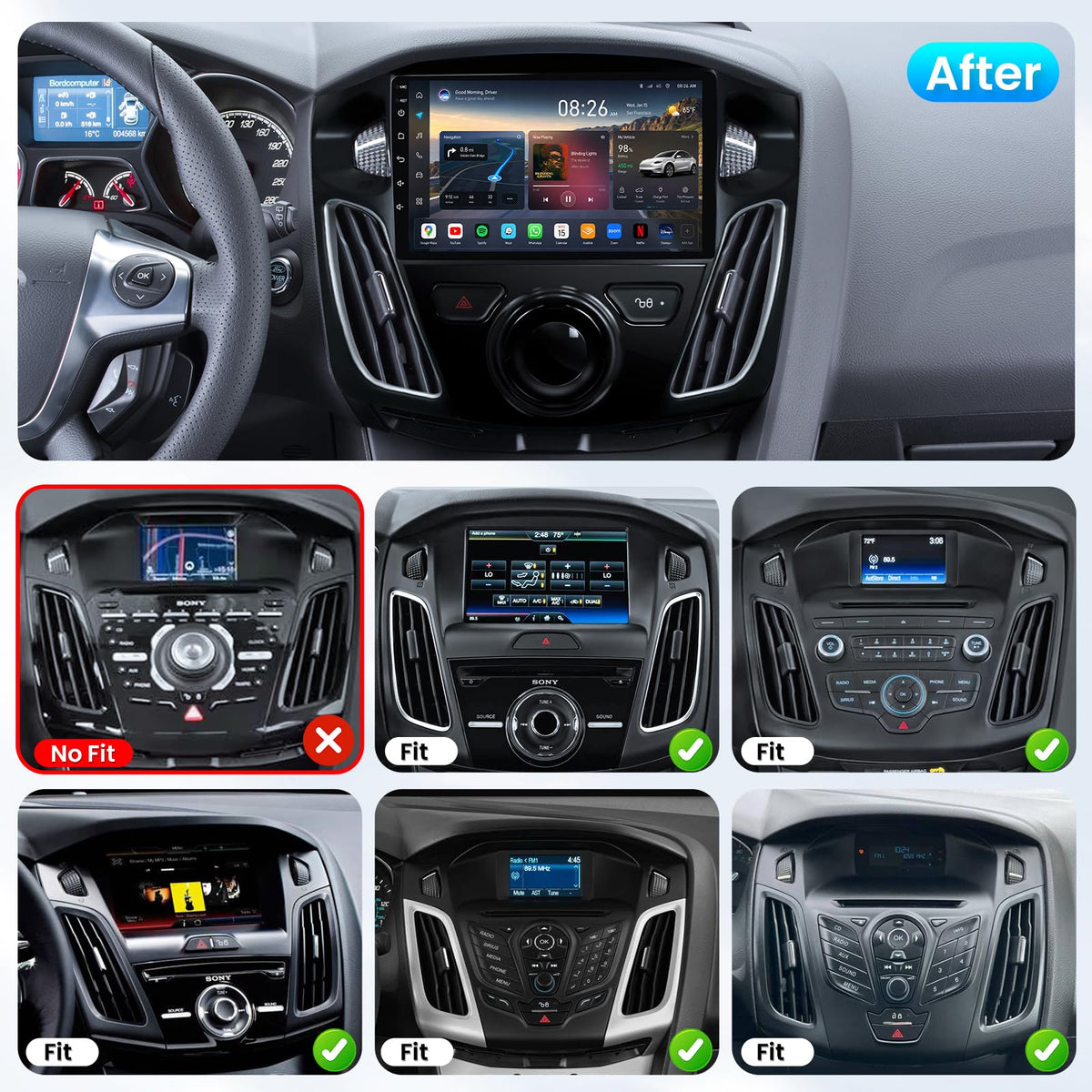 Car Radio for Ford Focus 2012-2018 Replacement: 2+32G