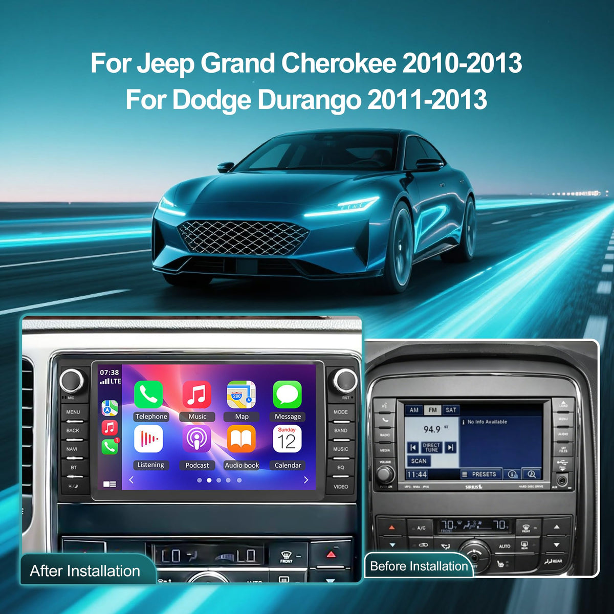 Upgrade Car Radio Stereo for Dodge Durango 2011-2013 Grand Cherokee 10-13