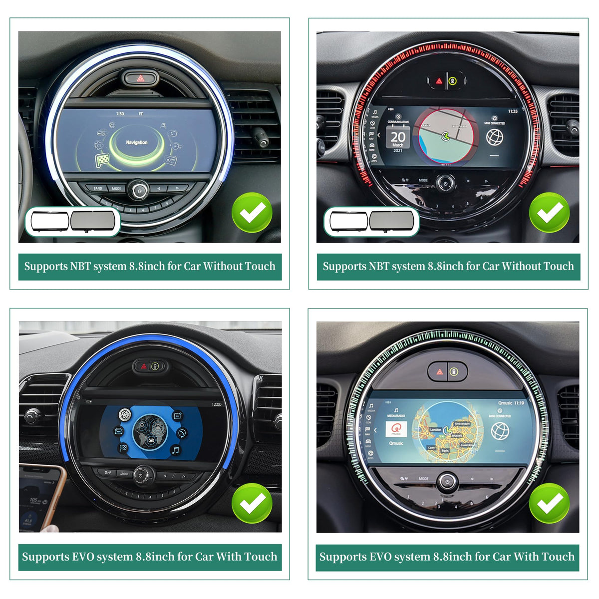 Wireless CarPlay & Android Auto Retrofit for Mini Cooper F54 F55 F56 F57 F60 (2013-2024) | Multimedia Video Box with Full Screen Mirroring, YouTube, Netflix | 64GB Storage, Rear Camera Input