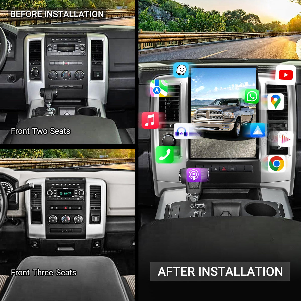 14.4 Inch Android 13 Car Radio for Dodge RAM 2008 2009 2010 2011 2012 Truck Stereo Replacement Vertical Touch Screen Upgrade Support GPS Navigation Carplay Android Auto