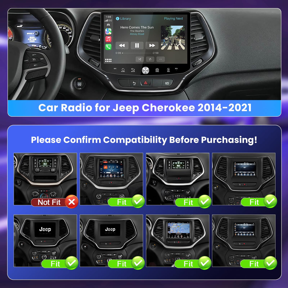 Qualcomm Car Radio for Jeep Cherokee 2014-2021 Replacement