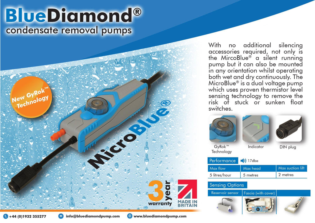 BlueDiamond MicroBlue Condensate Removal Pump for Mini-Split AC Systemes up to 18,000 btu. Extreamly quick and reliable mini-split condensate pump.