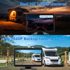 Wired Backup Camera System with 10.1" Touch Monitor, 4 HD 1080P Rear View& Side View Cameras, 4 Split Screen, Night Vision, IP68 Waterproof Back up Camera for Truck/RV/Trailer/Bus/Tractor..