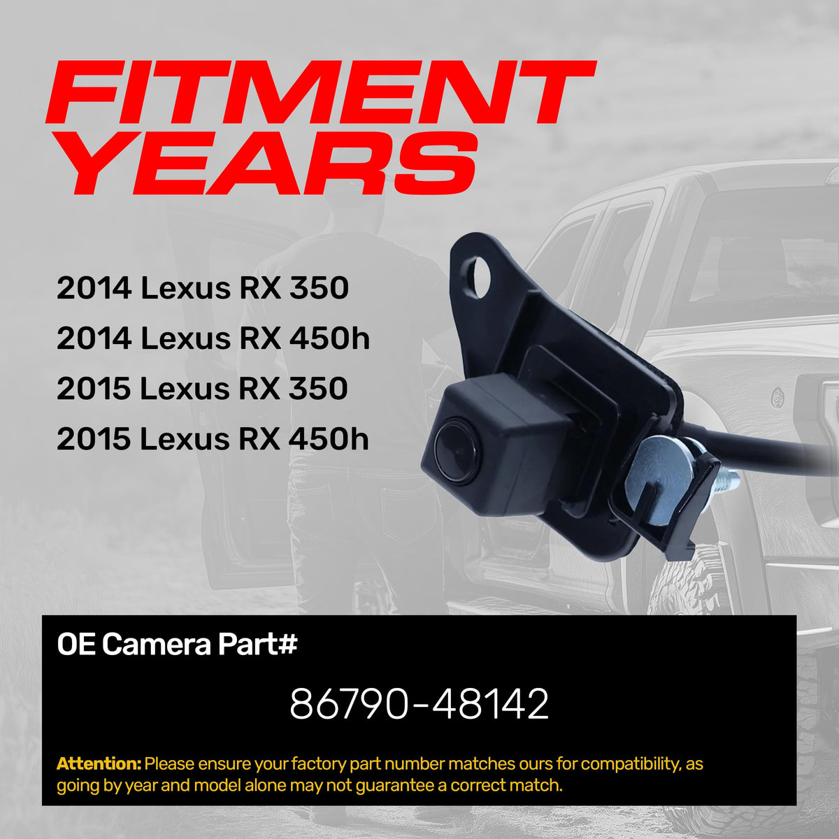 Master Tailgaters Replacement for Lexus RX 350/450h (2014-2015) Backup Camera OE Part # 86790-48142