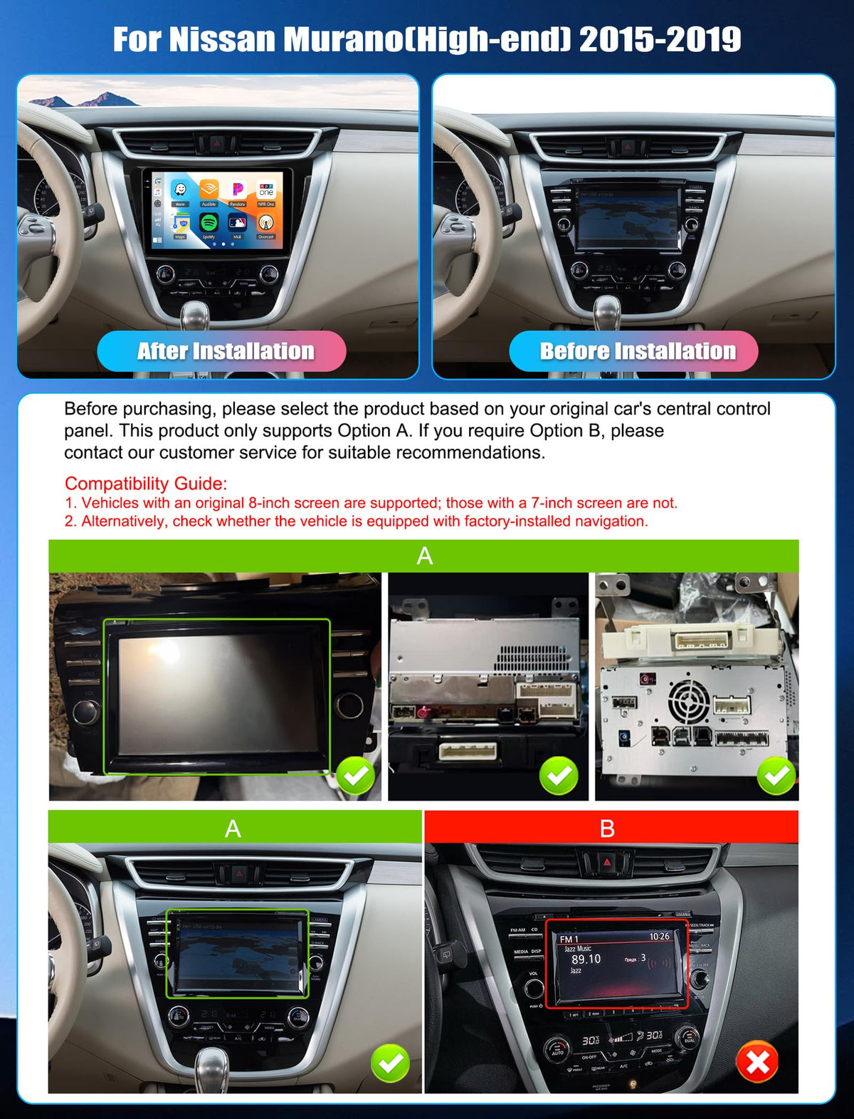 [4+64GB] Android 15 Car Radio Stereo for Nissan Murano(High-end) 2015-2019