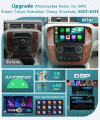 4Core 4+64G Radio for Chevy Silverado GMC Yukon Tahoe Suburban 2007-2013 Stereo Upgrade with 5G WiFi Wireless Carplay/Android Auto,9" 1280 * 720P IPS Touchscreen Radio BT FM/RDS SWC Backup Cam