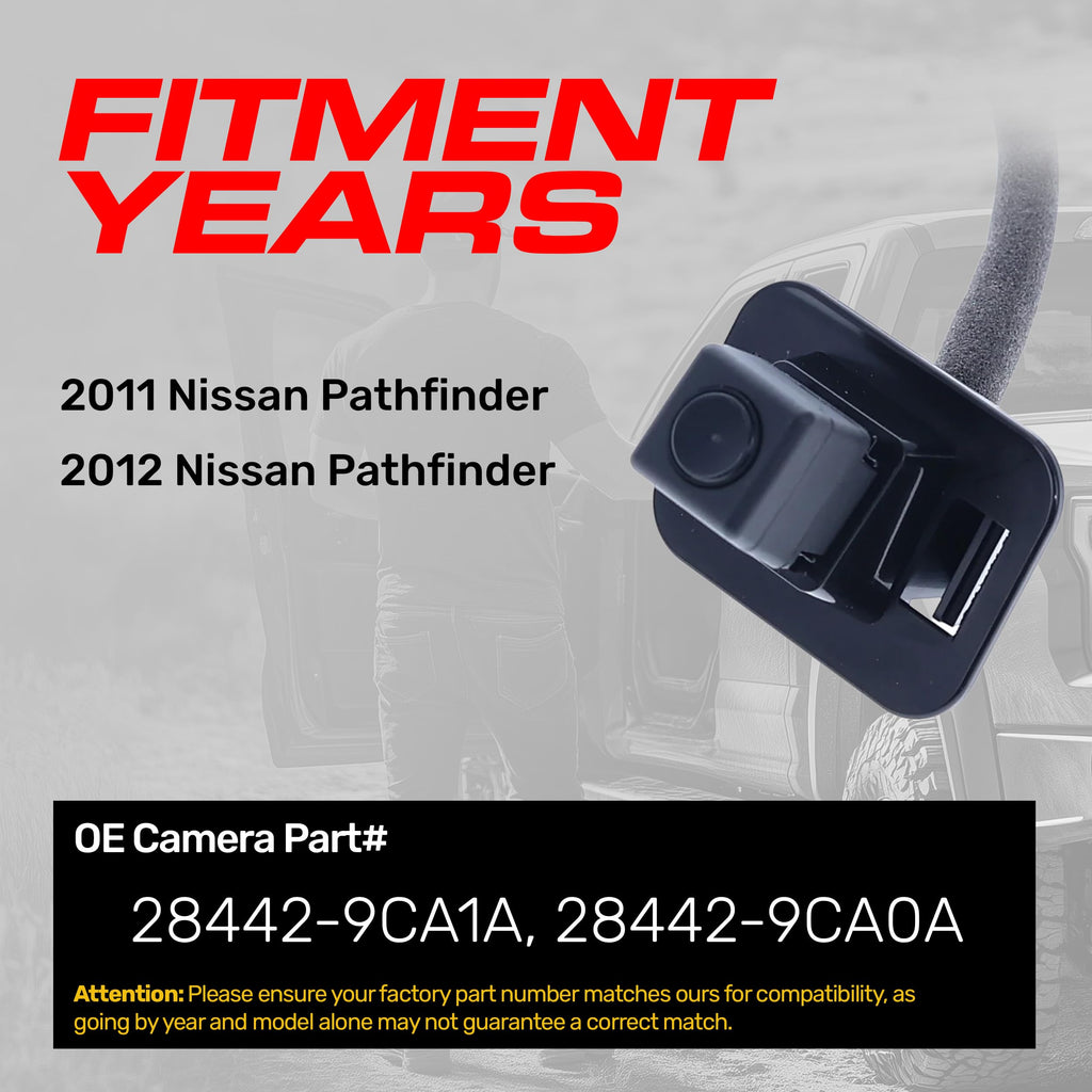 Master Tailgaters Replacement for Nissan Pathfinder (2011-2012) Backup Camera OE Part # 28442-9CA1A, 28442-9CA0A