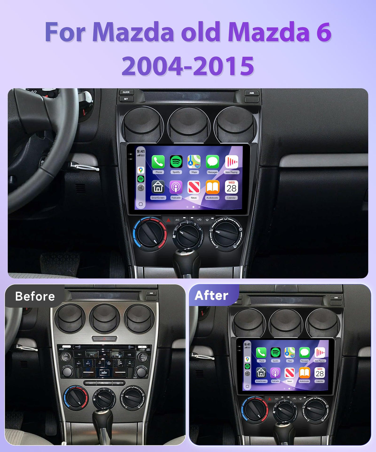 Rimoody 4G+64G Android Car Stereo for Mazda 6 Radio 2004-2014 Carplay