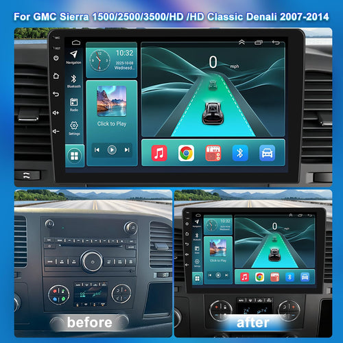10.1" Android 13 Car Stereo Radio for GMC Sierra 1500/2500/3500 2007-2014