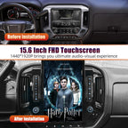 Upgrade AuCar 15.6 Inch Android 13 Car Radio for GMC Sierra Chevrolet Silverado 2015-2019 Head Unit (Only OEM 8" Screen) Wireless Carplay GPS Navigation Multimedia Player (Silver Grey)