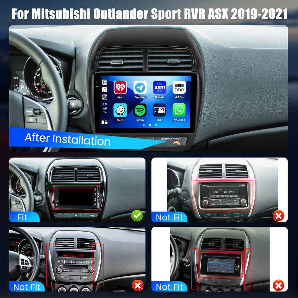 4G+64G Android 15 Radio for Mitsubishi Outlander Sport RVR ASX 2019-2021 Wireless CarPlay, 10'' Incell Full Touchscreen Stereo Android Auto Bluetooth 5G WiFi EQ FM RDS GPS WiFi SWC AHD Backup Camera