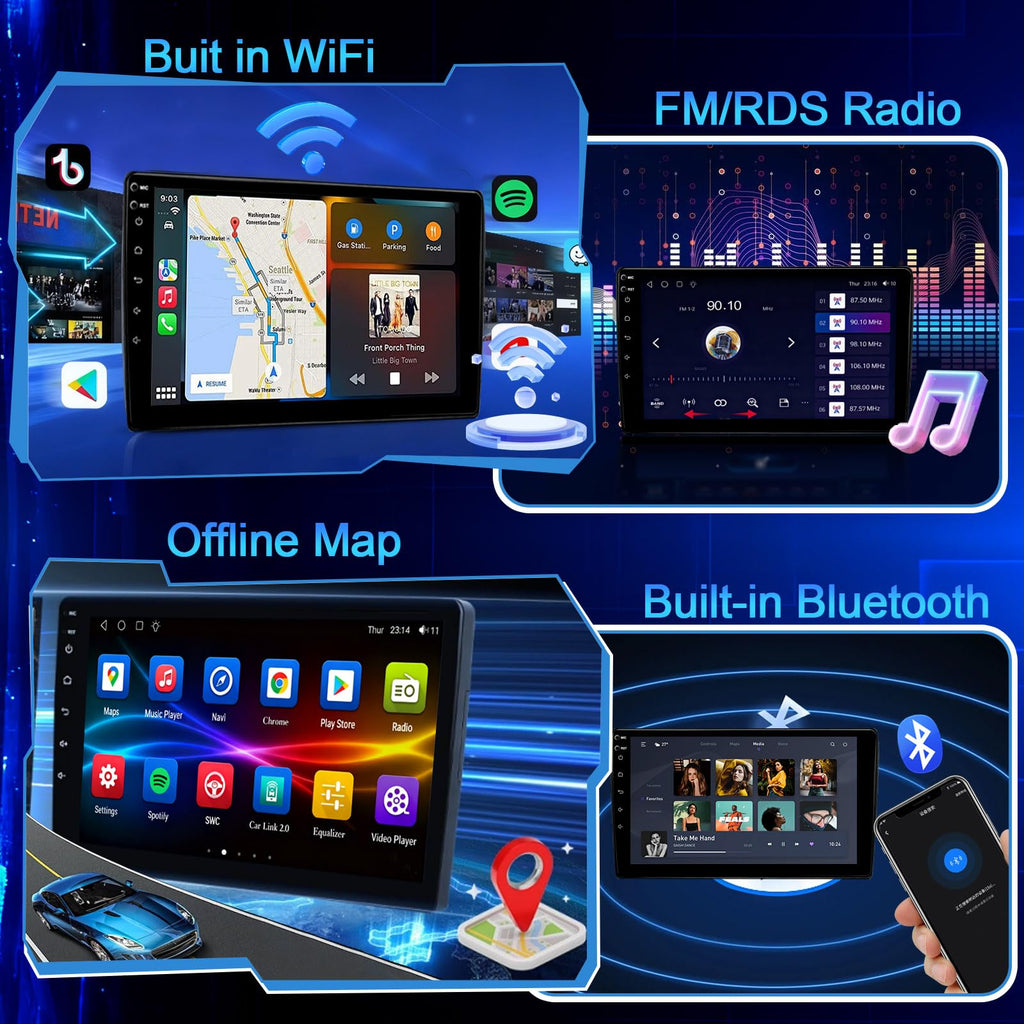 2+64G Car Radio for Nissan Rogue 9 inch Touch Screen 2008-2020 Stereo,Wireless Carplay/Andriod Auto/Bluetooth/WiFi//EQ Audio/AM/FM/Navigation/AHD Camera