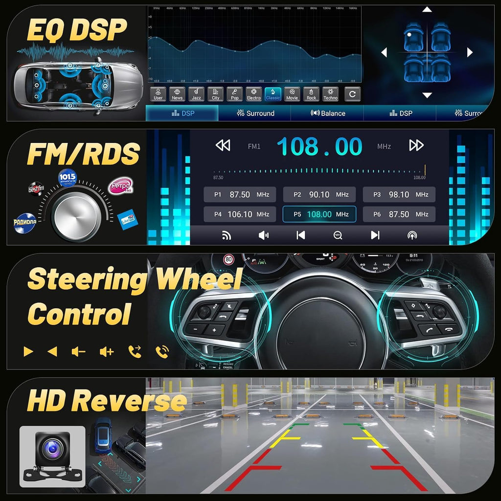 Upgrade 2G+64G Car Stereo for BMW Mini Cooper F55 F56 F57 2014-2019 (5 Door Without OEM Nav Screen) with Wireless Carplay/Android Auto - 9 Inch Android Touchscreen Radio with WiFi, GPS, EQ, SWC