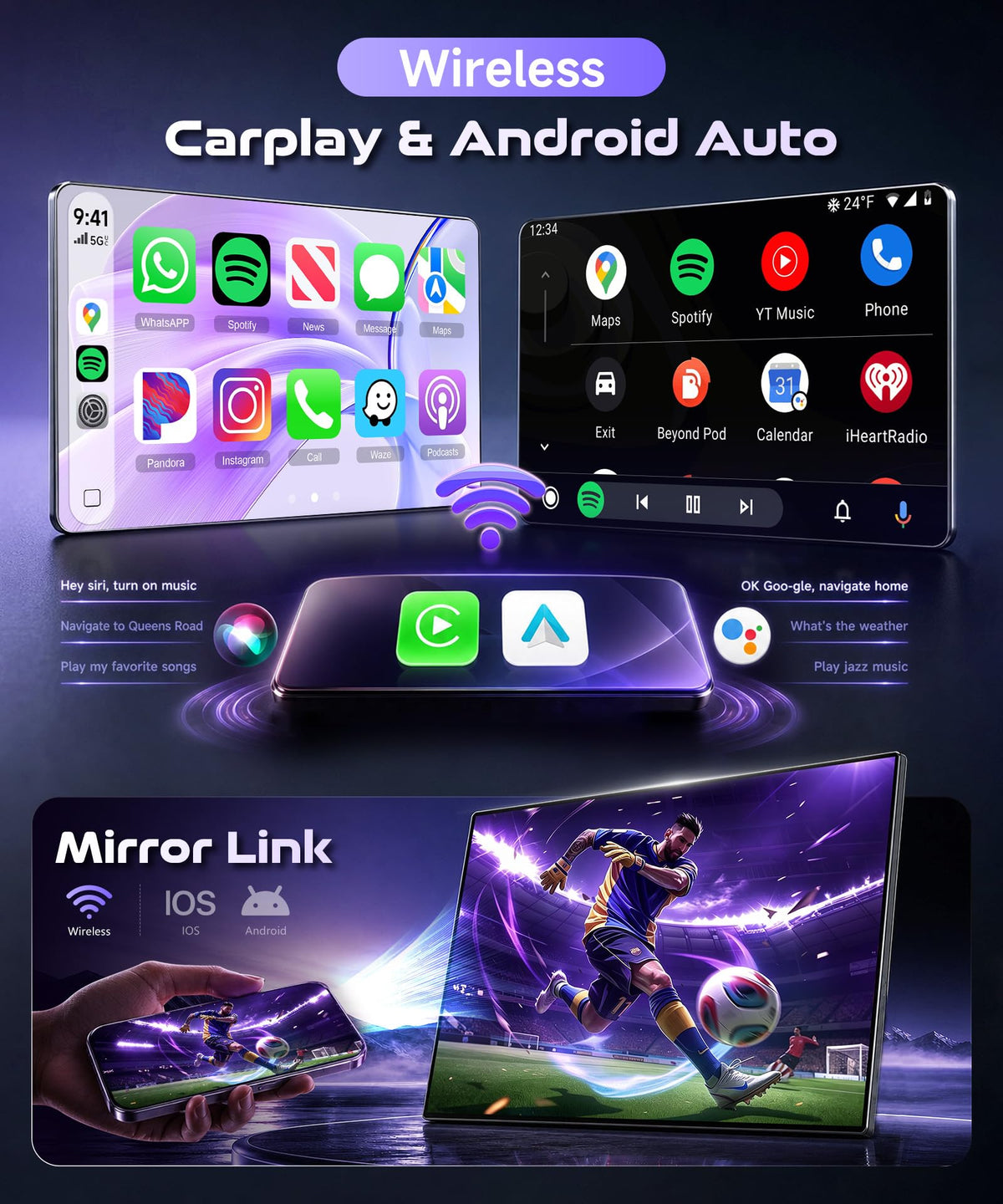 8Core 4G 64G Car Stereo Radio for Toyota Corolla 2017-2019 Wireless CarPlay