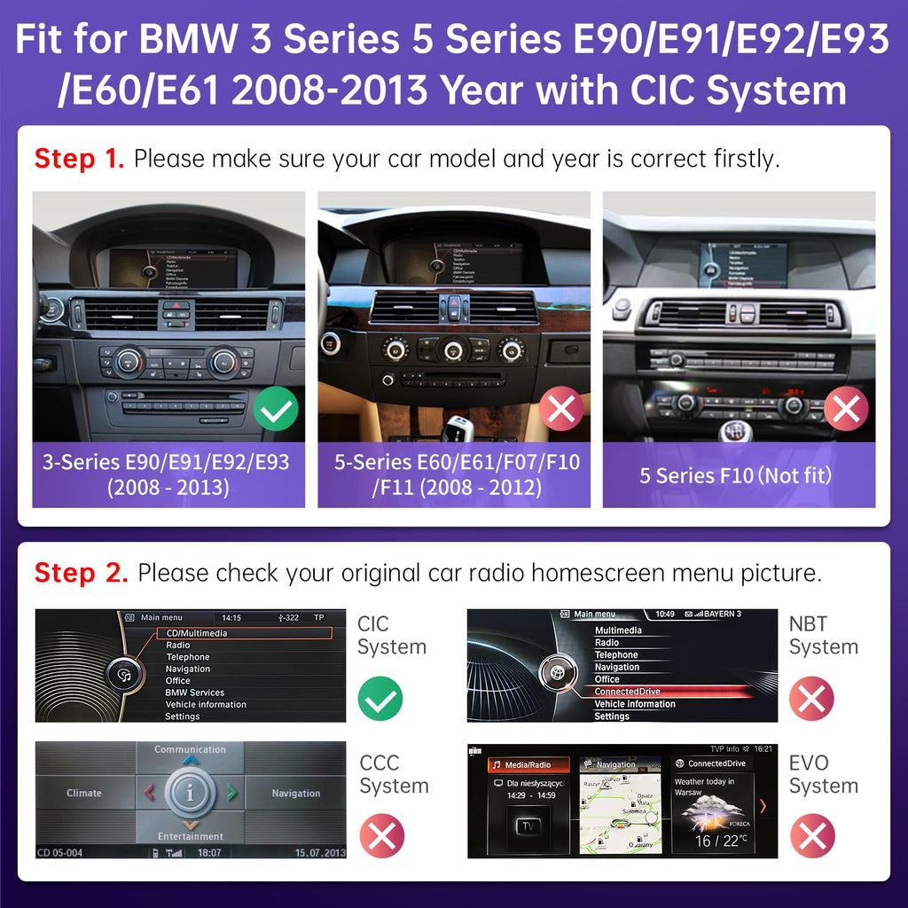 Road Top 8.9" CarPlay Screen for BMW 3/5 Series E90 E91 E92 E93 with CIC