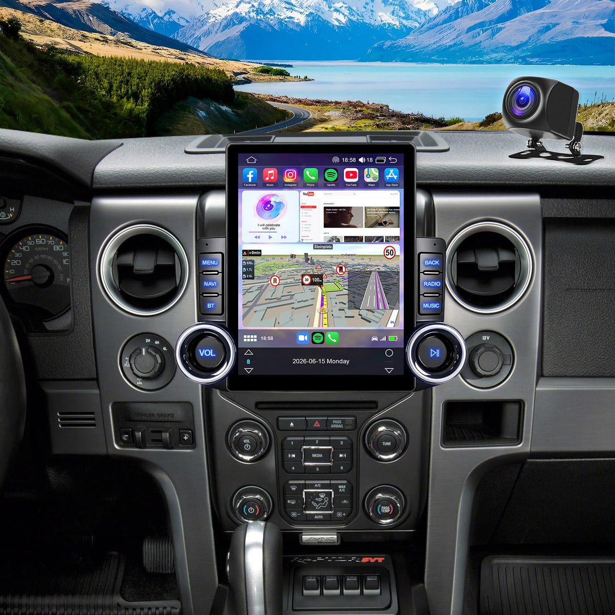 4+64G 9.7 inch Android 15 Car Radio Stereo for Ford F150 Raptor 2013–2014