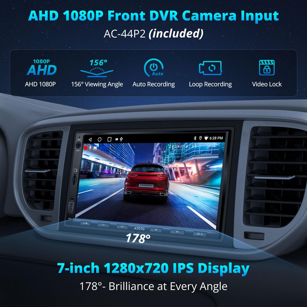 A5L 7'' Android Double DIN Car Stereo with 1080P Front Dash Cam, Wireless CarPlay & Android Auto, DSP 24-Band EQ, HDMI Out, FM/AM/SS Radio, WiFi/BT/USB Tethering, GPS Track,AI Voice Control