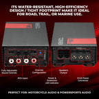 DS18 X4BT 4-Channel Bluetooth Amplifier with Bluetooth 5.1 Streaming Built-in – Ultra Compact Class D Full-Range Amp, Play Music Wirelessly from Your Phone, 4 x 70W Rms, Motorcycle & Car Audio