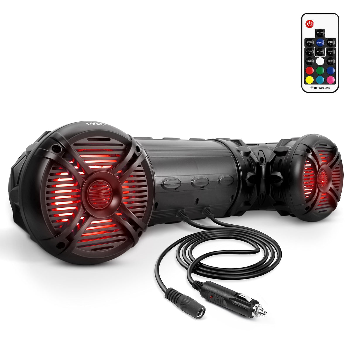 Pyle Marine ATV Powered Speakers - 4.0 Wireless Bluetooth, 1000Watt, Color Changing LED Lights, IP44 Waterproof, 8“ Dual Audio Sound System for UTV, Golf Carts, Jetski and Snowmobile - PLATV85BT.5