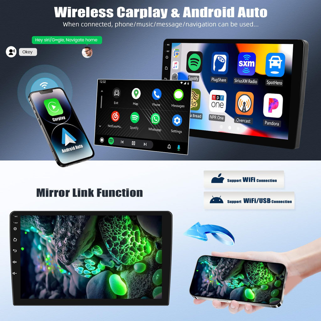 [8 Core 4G+64G] Car Radio for Dodge Journey 2011-2019 with Wireless Carplay Android Auto,9'' Touchscreen Android 15 Dodge Journey Car Stereo with WiFi/GPS Bluetooth FM/RDS 32EQ DSP+AHD Backup Camera