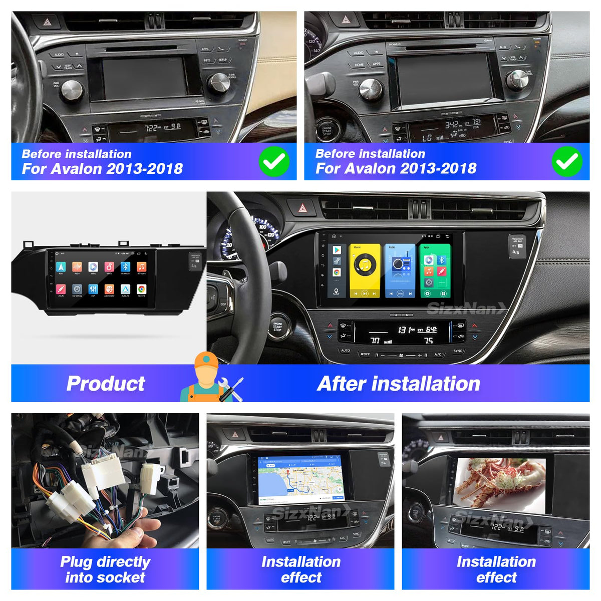 for Toyota Avalon 2013-2018 Radio Stereo Wireless Carplay Auto