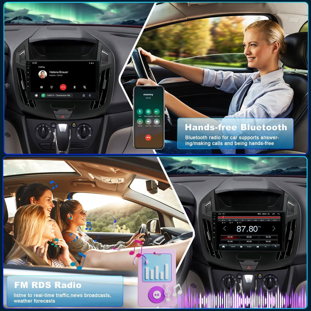 Android 13 Car Stereo Radio for Ford Transit/Tourneo Connect 2014-2018 9 Touch Screen Car Radio with Carplay Android Auto GPS Navigation AHD SWC Backup Camera, 2+32G (9 Inch)