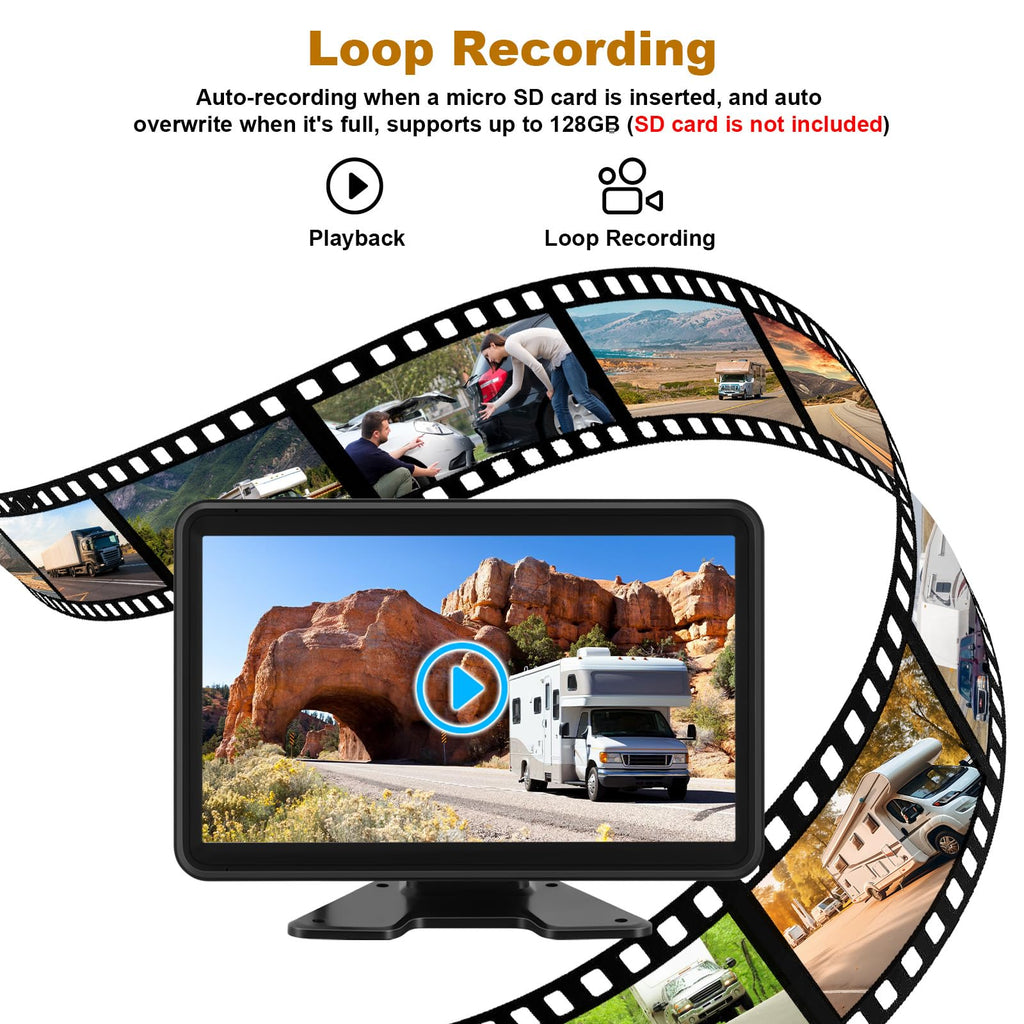 Wired Backup Camera System with 10.1" Touch Monitor, 4 HD 1080P Rear View& Side View Cameras, 4 Split Screen, Night Vision, IP68 Waterproof Back up Camera for Truck/RV/Trailer/Bus/Tractor..
