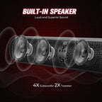 KEMIMOTO 28 Inch UTV Sound Bar 4X Subwoofer 2X Tweeter True Wireless Remote