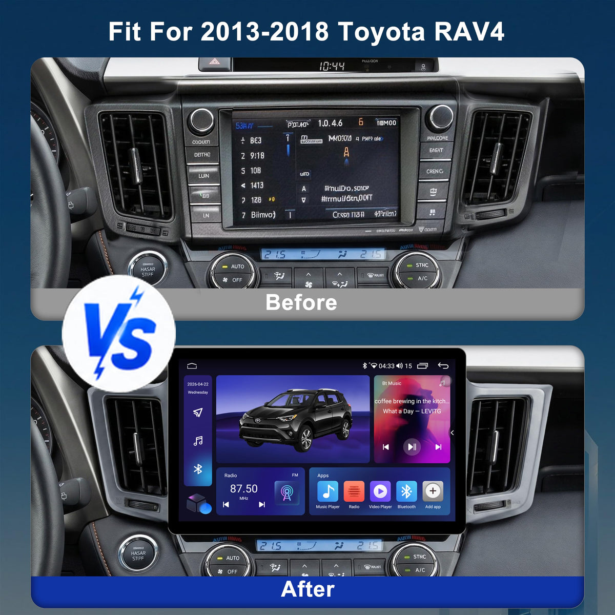 11.5 Inch 8 Core 4GB+64GB Car Radio Stereo for Toyota RAV4 2013-2018