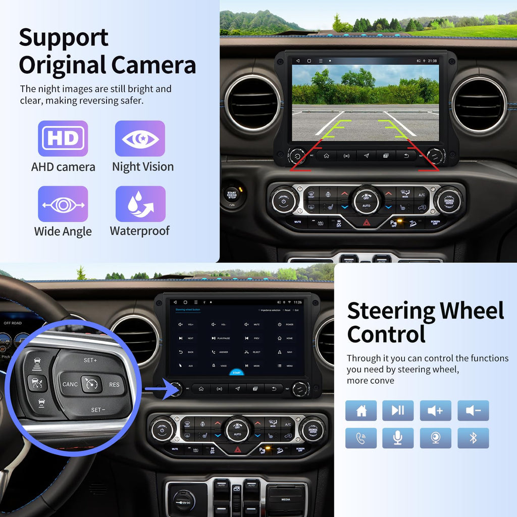 Car Radio for Jeep Wrangler JL & Gladiator JT 2018 2019 2020 2021 2022
