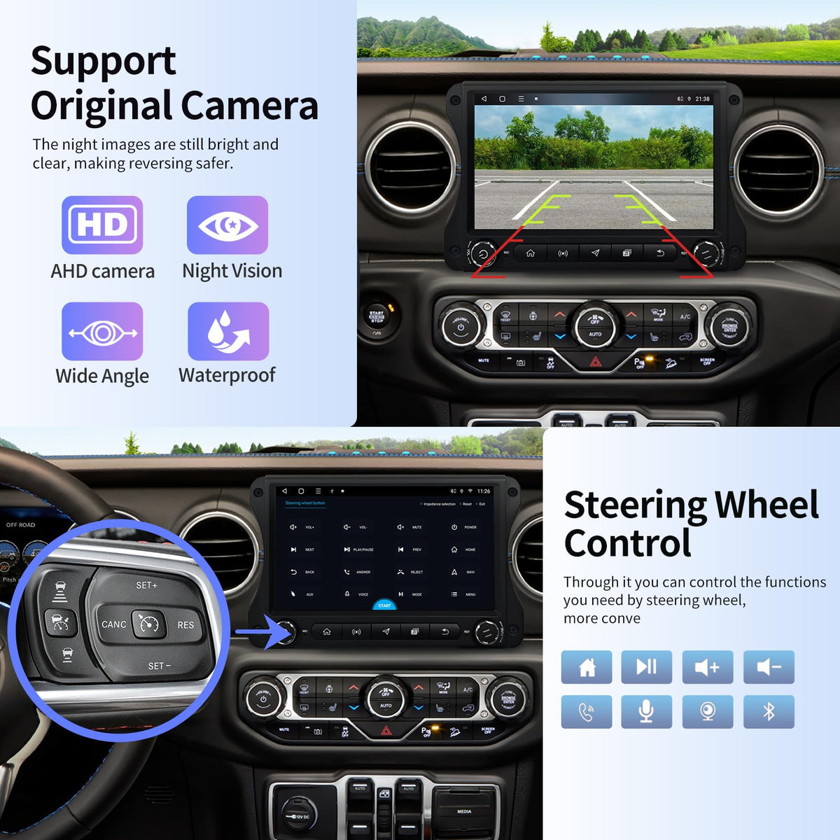 Car Radio for Jeep Wrangler JL & Gladiator JT 2018 2019 2020 2021 2022