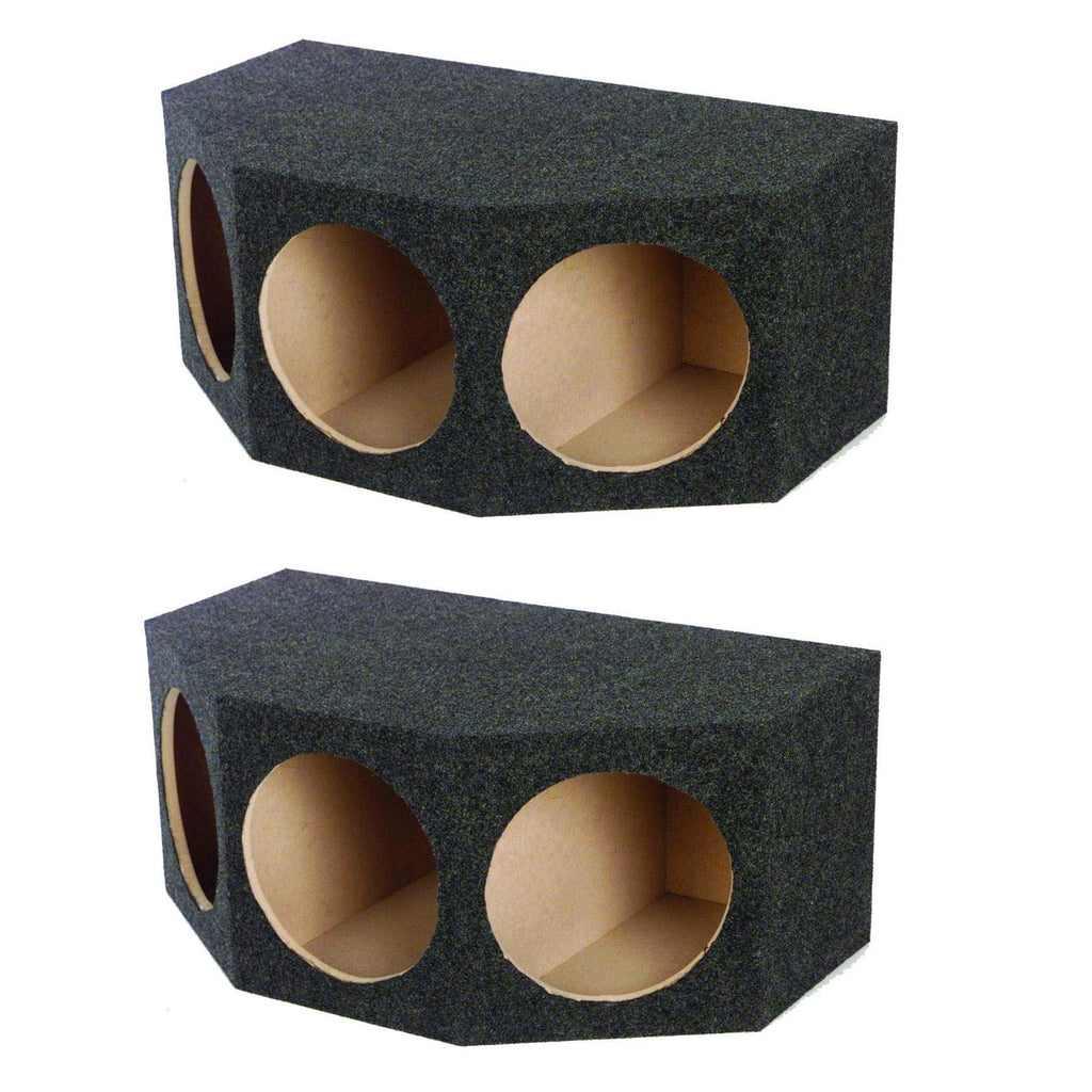 QPower BASS12 3-Hole 12" Sealed Car Audio Subwoofer Box Enclosure, 2-Pack