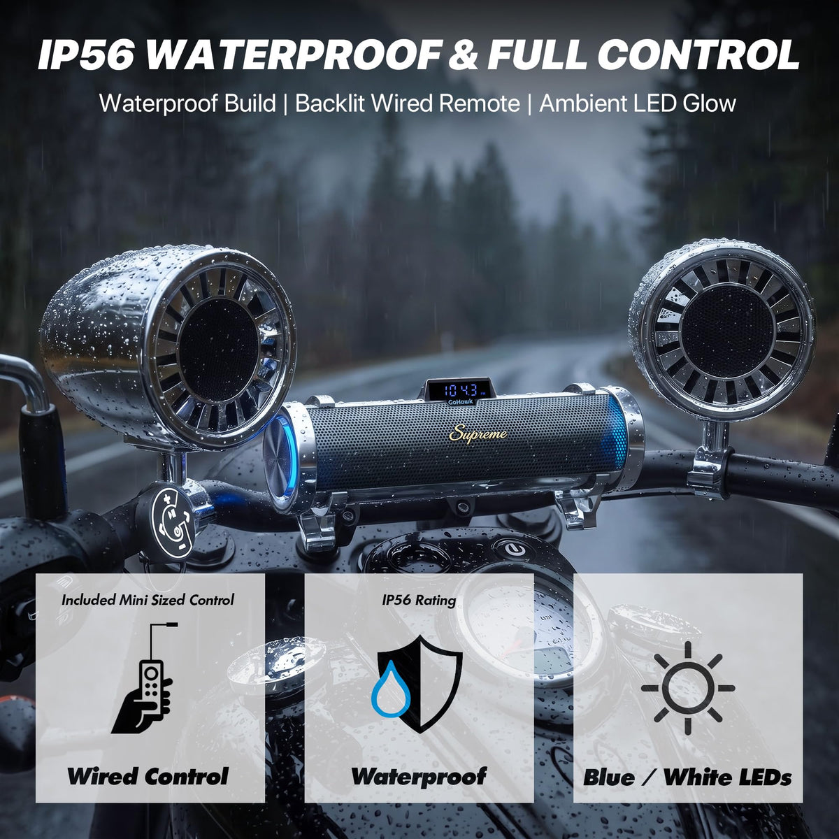 Bluetooth Motorcycle Speakers Waterproof 10-Speaker Motorcycle Radio