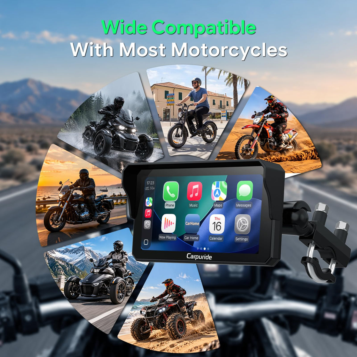 Carpuride W602PRO Motorcycle CarPlay & Android Auto - OTA Updates, Intercom