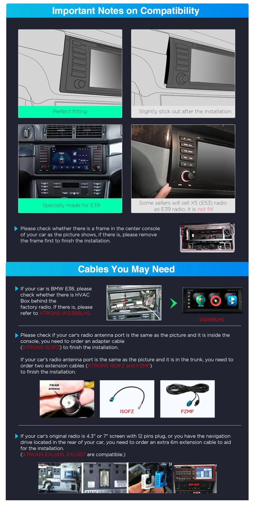 XTRONS 7 Inch Android 14 Car Stereo for BMW E39 M5 1999-2003 E39 1995-2003, Touch Screen 4+64GB Car Bluetooth Head Unit Global 4G LTE Car Radio GPS Navigation Support Wireless Car Play Android Auto