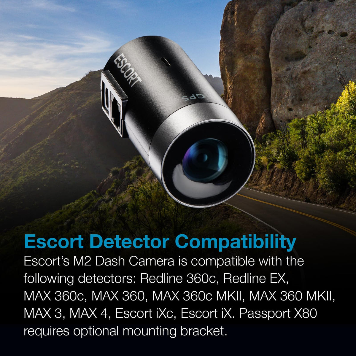 Escort M2 Smart Dash Cam (1080P) + Escort EZ Mag Mount for Radar Detectors